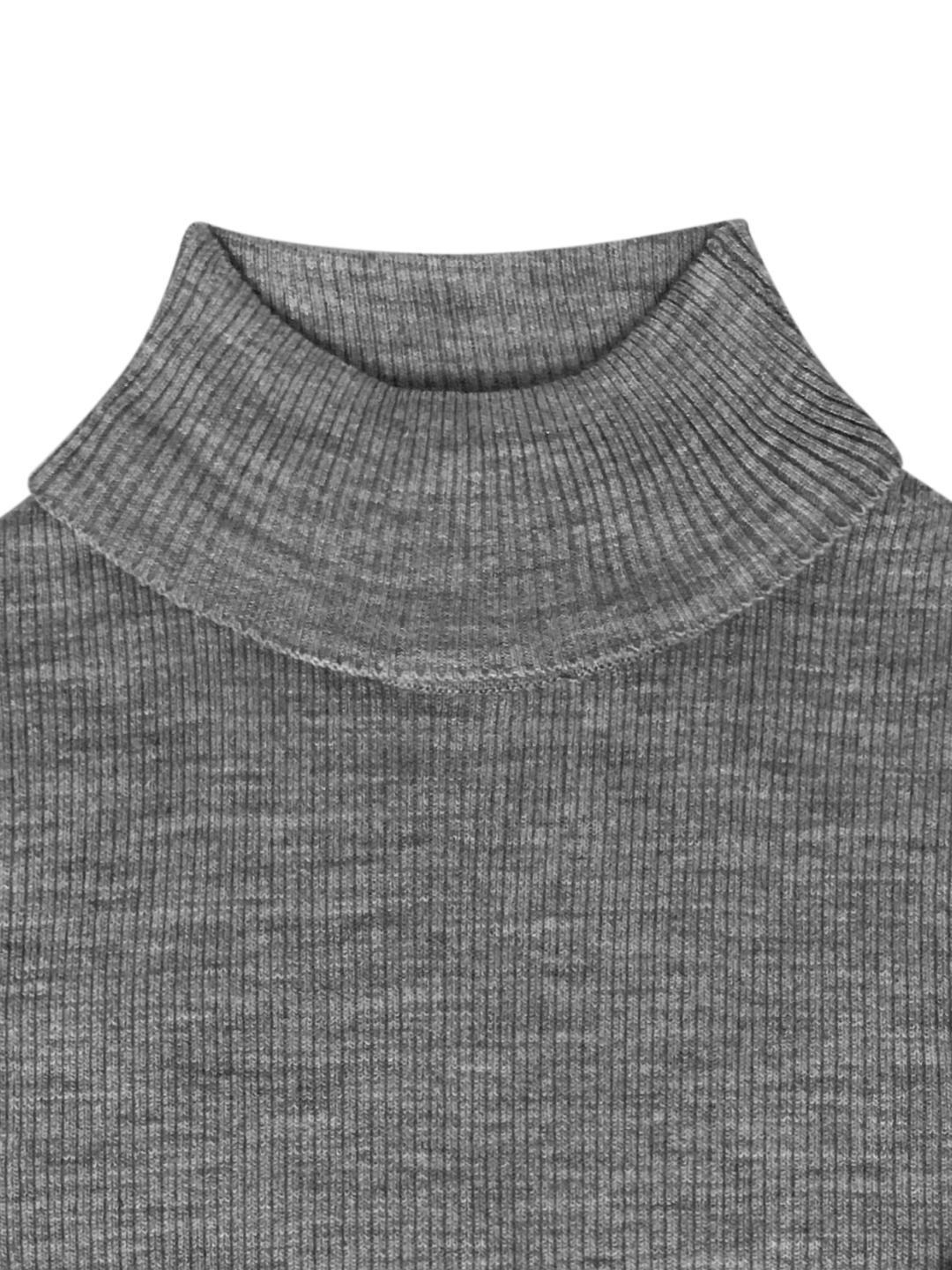 Grey Full Sleeves Slim Fit Turtleneck Pullover | Women